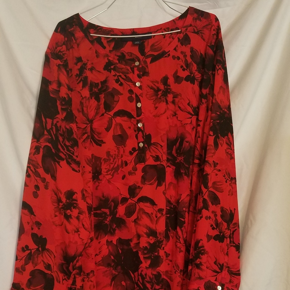 Red and Black shark style blouse